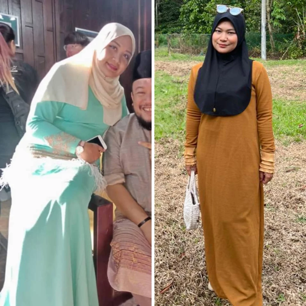 Sebelum dan selepas gambar wanita yang berjaya menghilangkan berat badan dengan Metaponin.